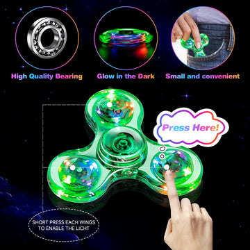 Figrol Fidget Spinners 5 Pack, Led Light Up Fidget Toys Christmas Party Favors Goodie Bag Stuffers Fidget Packs Party Supplies For Kids' Birthday Gifts Return Gifts Classroom Prizes
