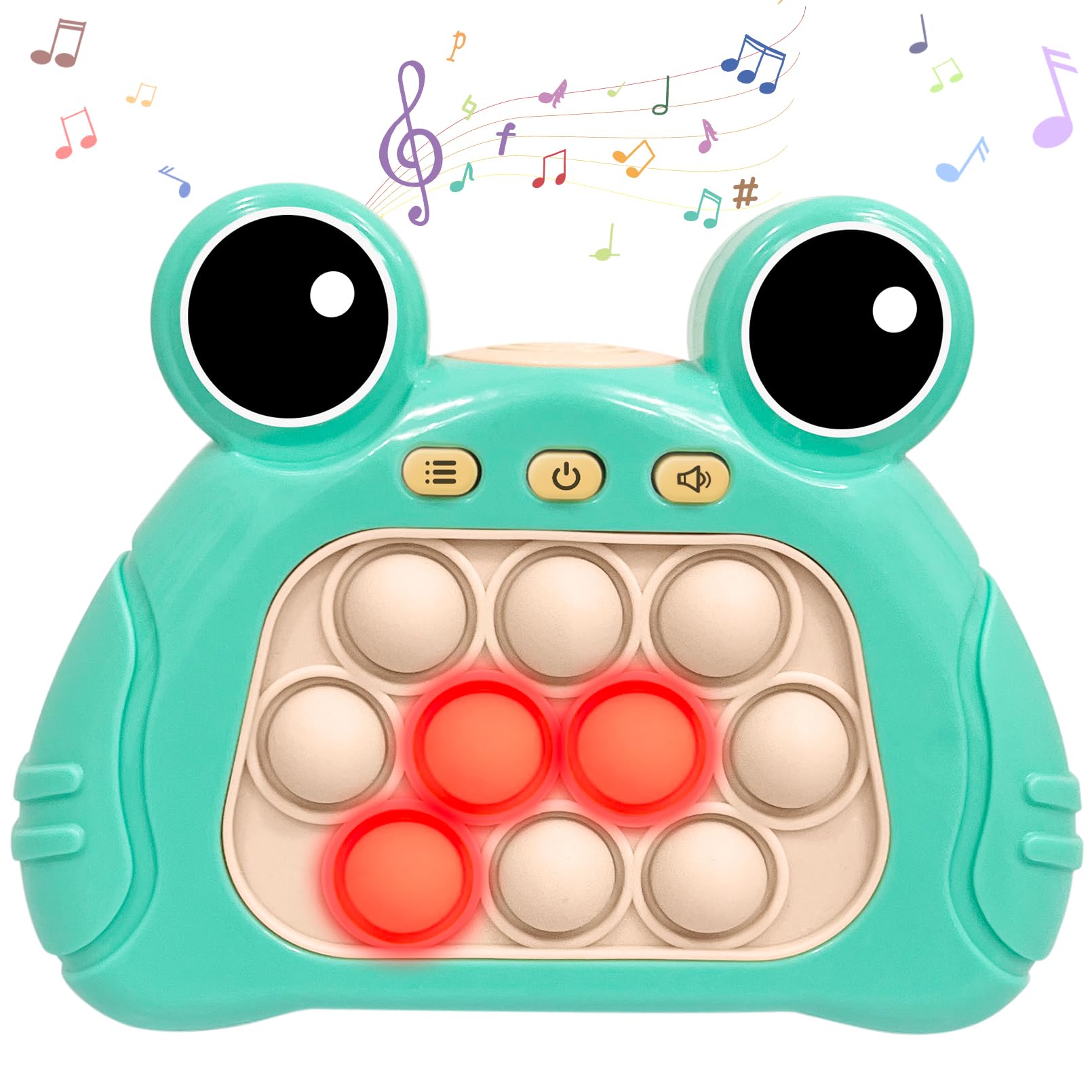 TOMFANCY Pop Quick Push Game Console Fidget Toys Light Up Handheld Puzzle Press Popping Toy for Kids mature-themed Easter Day Green Frog