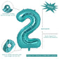 Vonokee 40 Inch Teal Blue Giant Number Balloons 2, Jumbo Digital Foil Mylar Balloon For Birthday Party Wedding Anniversary Celeb