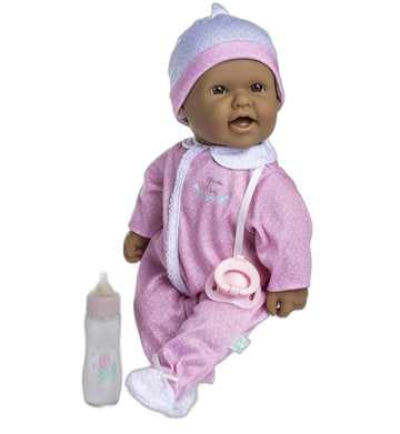 JC Toys La Baby Hispanic 16-inch Small Soft Body Baby Doll La Baby | Washable |Removable Pink and White w/Hat, Pacifier & Magic 