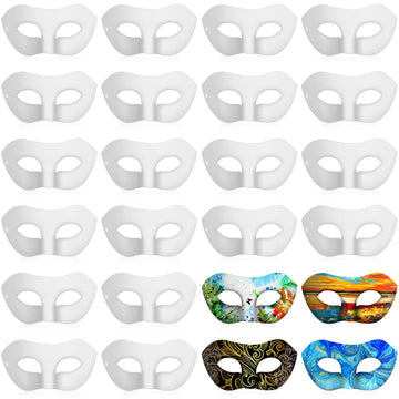 Leyndo 48 Pack Paper Mache Masks Craft Masks Blank DIY Halloween Mask Half Face Paintable Mask Mardi Gras Masquerade Cosplay(Sim