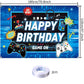 Game Happy Birthday Backdrop Decorations Blue Game Happy Birthday Banner Level Up Gaming Birthday Photo Background For Home Indo