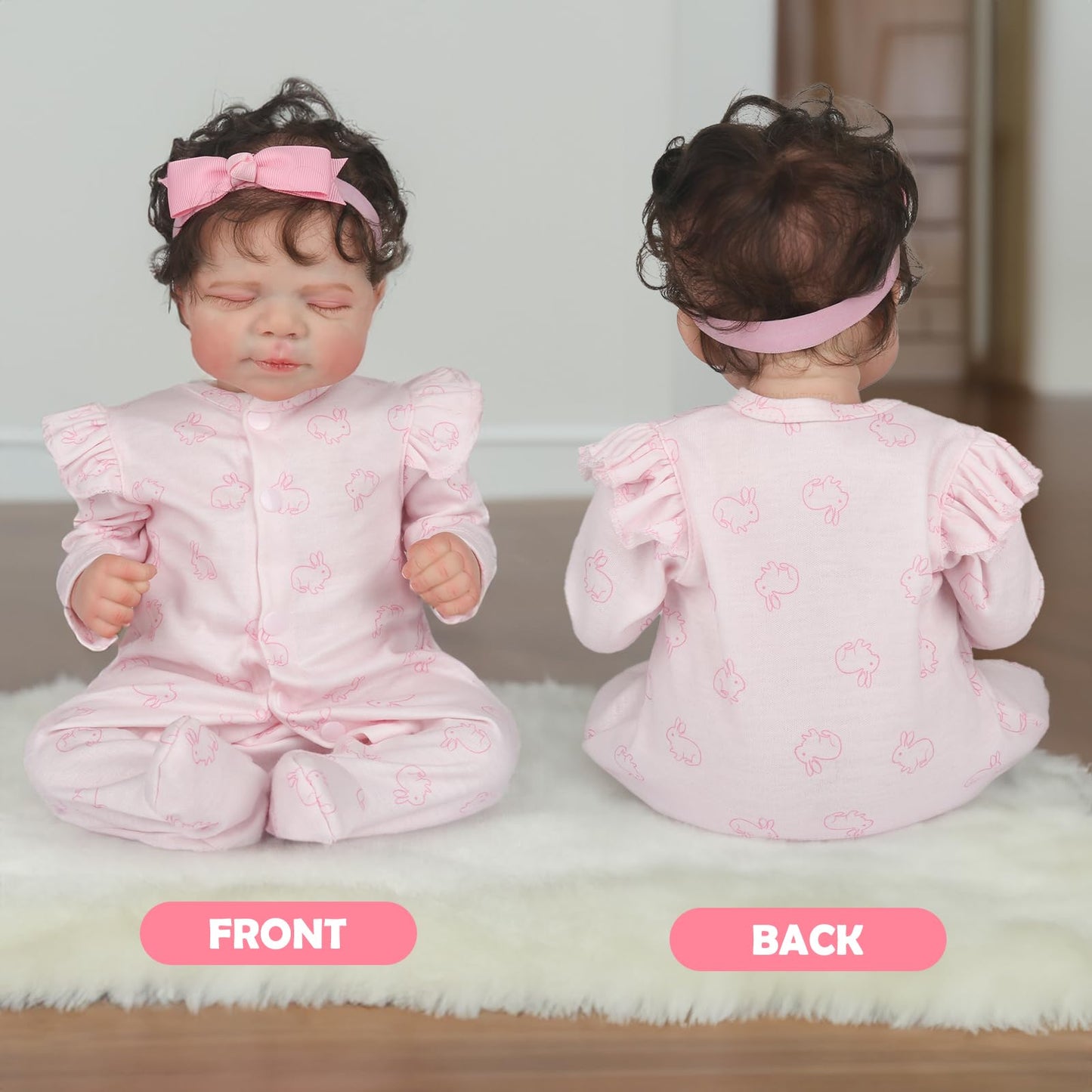 Caranovo Realistic Reborn Baby Doll Clothes 16-18 Inch 2Pcs Pink Outfits Clothing Set Accessories Suitable For Reborn Babies And