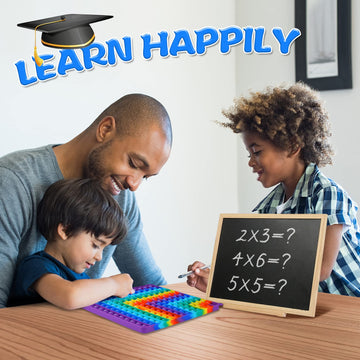 2 In 1 Multiplication Table And Digital Addition Table P0Pp Math Toy, Dk-Simina Rainbow Dimple Fingertip Toy, Multiplication Table Math Manipulation Game, Create Various Math Operations (1 Pcs)