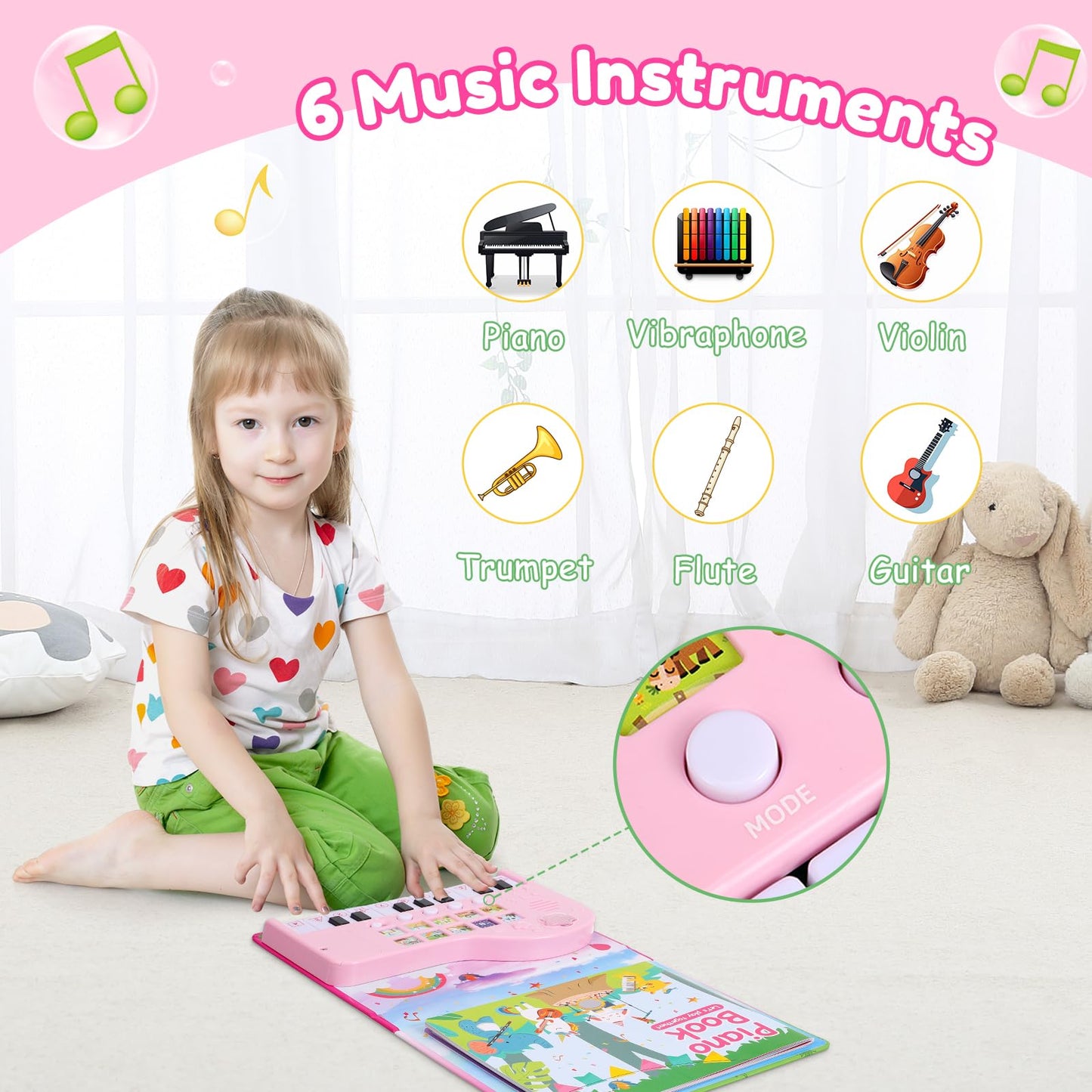 Toys For 3 Year Old Girls Gifts - Piano Book Educational Toddler Musical Toys For Kids Ages 3 4 5 6 7 8 Years Old Learning Birth