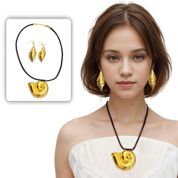 CozofLuv Seashell Necklace and Earings for Role Play (Gold)