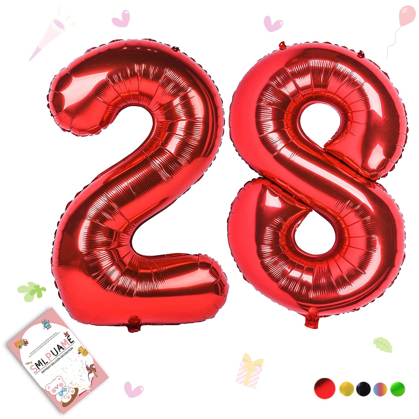 Smlpuame 40 Inch Number Balloon 0-9 Red Large Number 28 Balloons,Digital Balloons For Birthday Party Celebration Decorations Sup