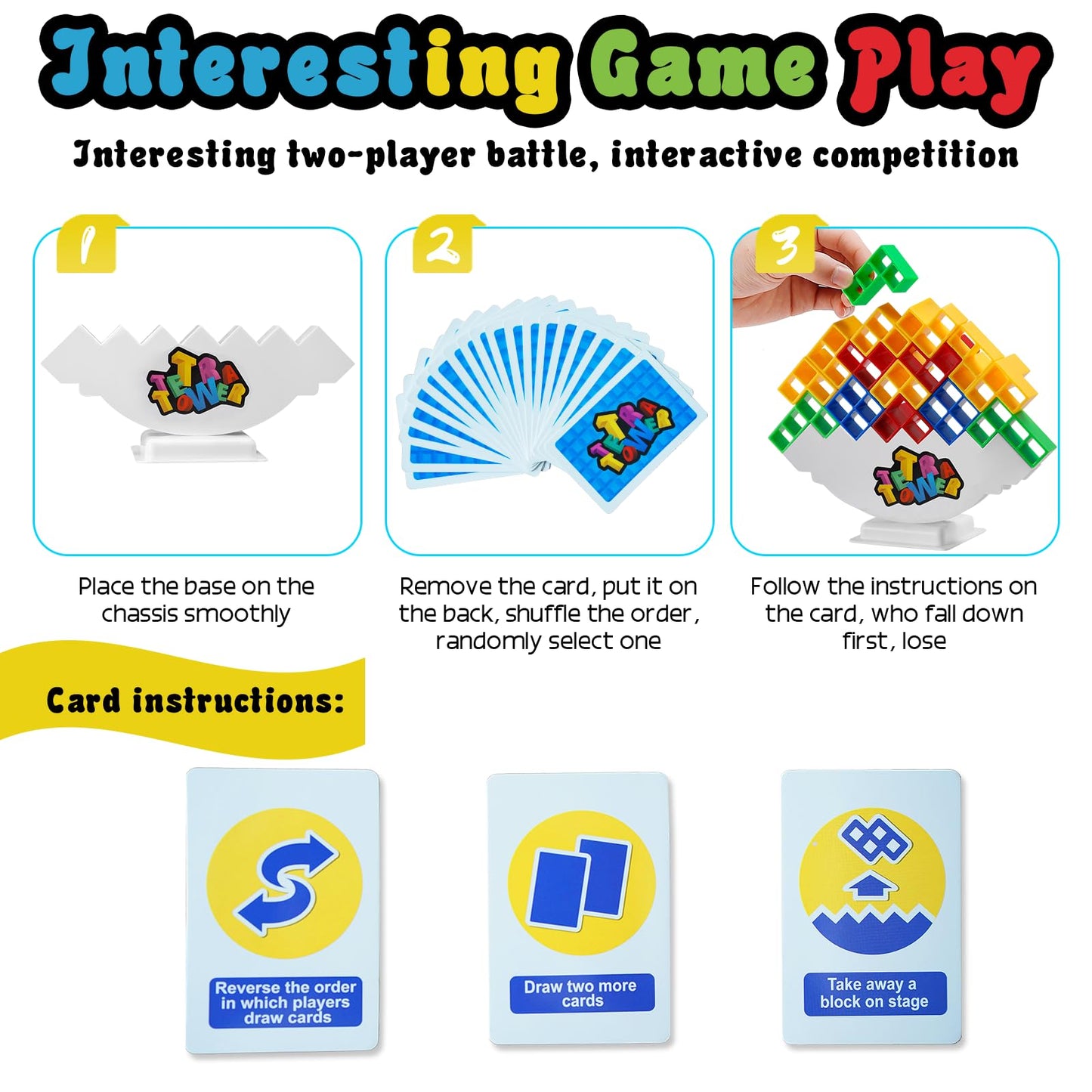 Cerbonny 48Pcs Tetra Tower Stacking Blocks Game, Board Games For Families, Parties, Travel And Team Building, Suitable For 1-4 P