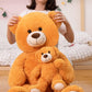 MorisMos Mom and Baby Giant Teddy Bear, 39inch Large Teddy Bears Stuffed Animal Plush for Baby Shower, Orange
