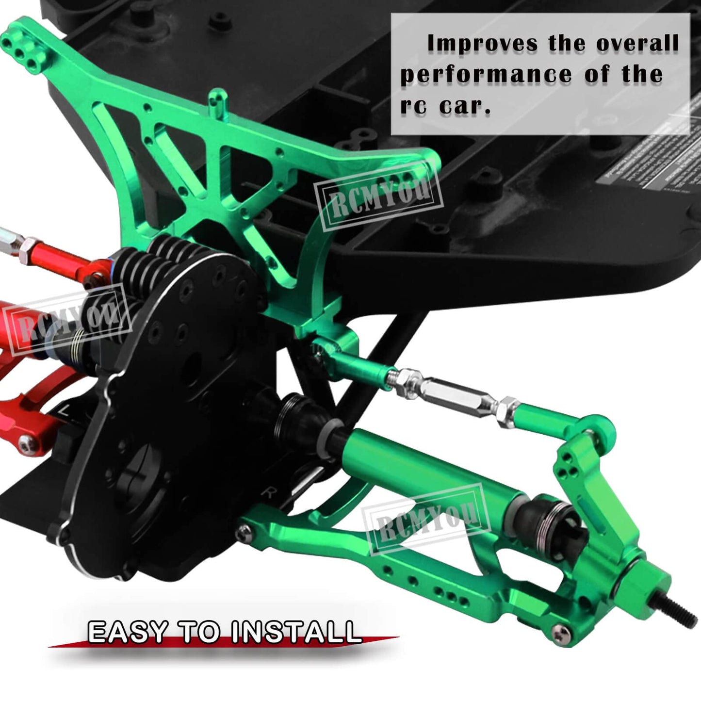 RCMYou Upgrades Part for 1/10 Slash 2WD,Alloy Front Rear Suspension Arm,Caster Block,Steering Blocks,Rear Stub Axle Carriers,Ste
