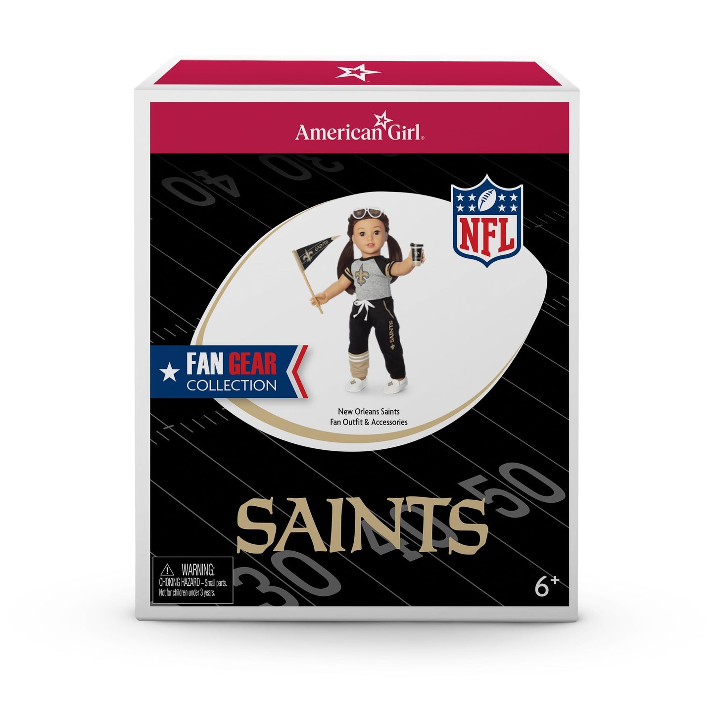 American Girl New Orleans Saints 18 Inch Doll Fan Outfit And Accessories, Black And Gold, 6 Pcs, Ages 6+