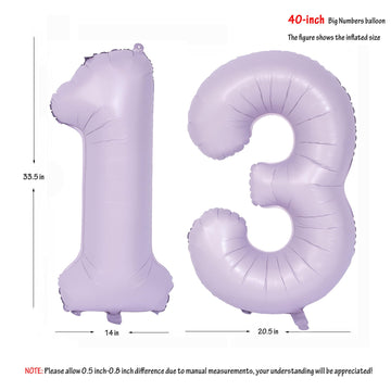 40 In Matte Purple Number Balloons Helium Foil Mylar Balloon Birthday Party Banquet Decoration Digital 13