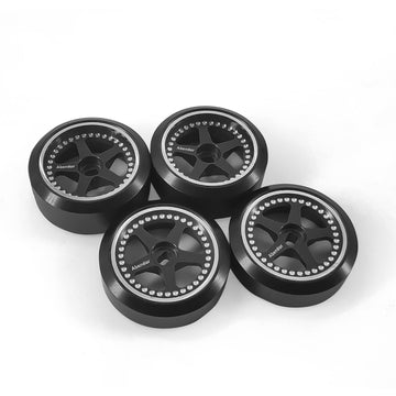 Abendor 4Pcs Rc Drift Wheels and Drift Tires for 1/28 Wltoys K969 K989 P929, Alloy Rc Drift Car Wheels with Hard Rubber Tires fo