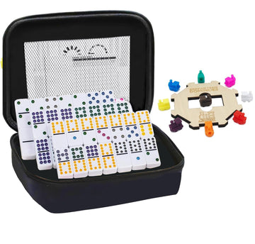 ESSAJOY Double 12 Mexican Train Dominoes, 91 Tiles Dot Dominoes Games in Portable Case with 9 Trains Instruction Booklet Score P