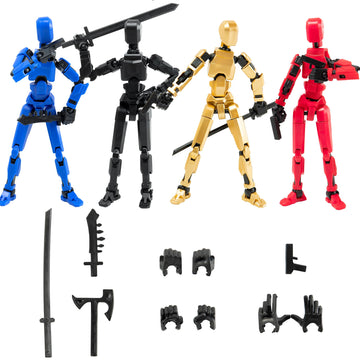 Sulliwayu 4PCS Assembled Titan T-13 Action Figures Set Lucky Dummy Nova 13 Action Figure Robot Anime Stick Figures Fidget Toys f
