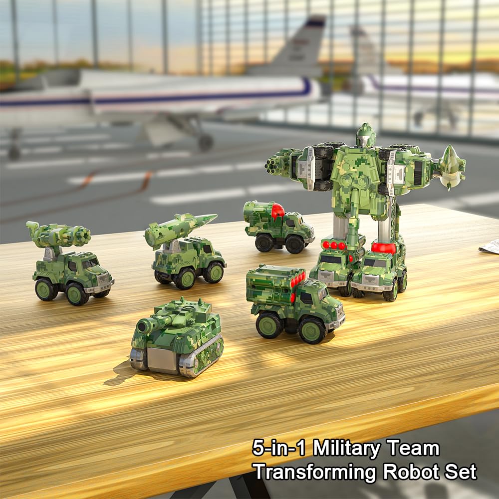 Funny Boo Transforming Robot Toys For Boys Military Team Deformation Action Figure 5 In 1 Educational Stem Toys For Toddler Chri