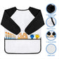 Godr7Oy Kids Art Smocks, Painting Apron Artist Smock With Sleeve And 3 Pockets 2 Pack Black/White Set For Age 2-6 Years (Small)
