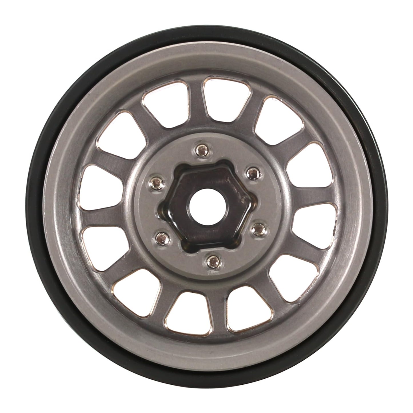 INJORA 1.0 Plus Brass Beadlock Wheel Rims 4PCS 12-Spoke Wheels for TRX4M SCX24 FCX24 1/24 1/18 RC Crawler, 42g/pcs(Grey)