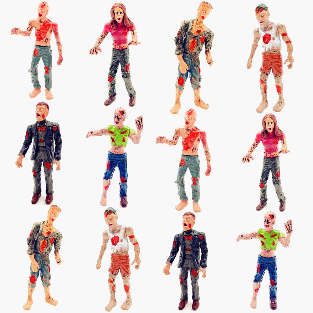 Qiandier Zombie Action Figures Realistic Hand Painted Toy Figurine Models 12Pcs