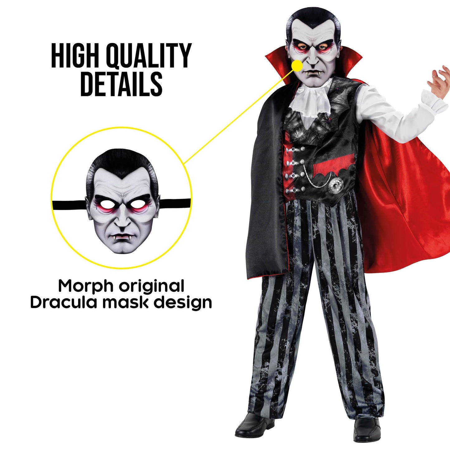 Morph Evil Vampire Costume Boys With Mask, Vampire Costume Kids - Scary Boys Halloween Costumes For Kids Dracula S