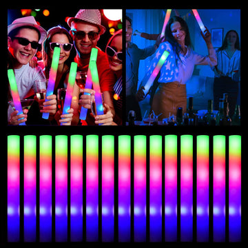 Glow Sticks Bulk, 100 Pcs Led Foam Glow Sticks, Christmas Party Favors With 3 Modes Colorful Flashing, Glow In The Dark Party Su