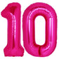 40 Inch Giant Hot Pink Number 10 Balloon, Helium Mylar Foil Number Balloons For Birthday Party, 10Th Birthday Decorations For Ki