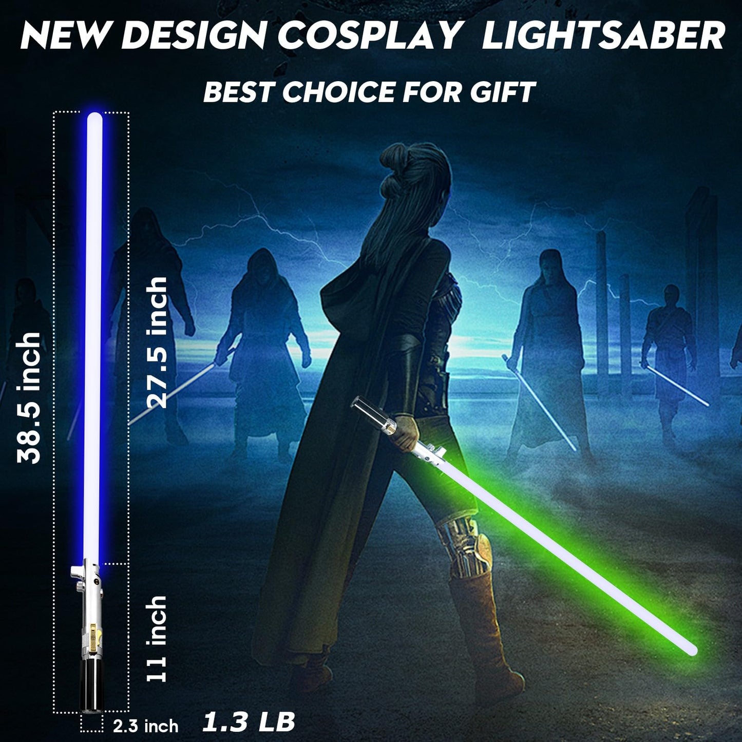 Bstsaber Dueling Lightsaber, 39 Sets Sound Effects With 12 Colors Change Light Saber, Smooth Swing Motion Control Metal Handle L
