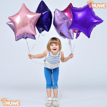 Purple Star Balloons 18 Inch, 10 Pcs Purple Star Shaped Mylar Helium Foil Metallic Balloon For Birthday Party Decorations Baby S