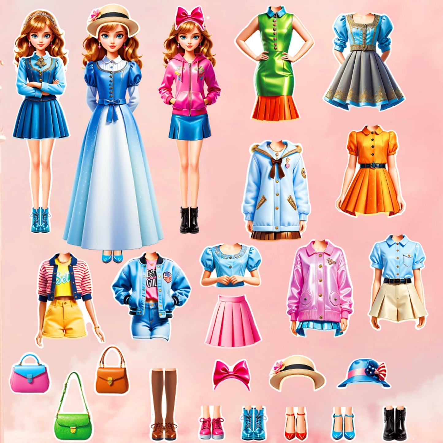 Magnetic Dress Up Doll,Magnet Paper Dolls Magnet Princess Dress Up Dolls for Girl Kid Toddler Travel Activities Road Trip Car Ri