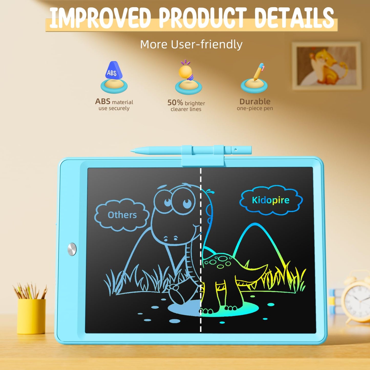 Kidopire LCD Writing Tablet, 2Pack Reusable Drawing Pad for Kids, Colorful Doodle Board Kids Drawing Tablet, Educational Toddler