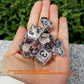 Haxtec Clear DND Dice Set 7PCS Filled Resin Polyhedral D&D Dice W/Iridescent Rainbow Mylar Inclusion for Roleplaying Games Dunge