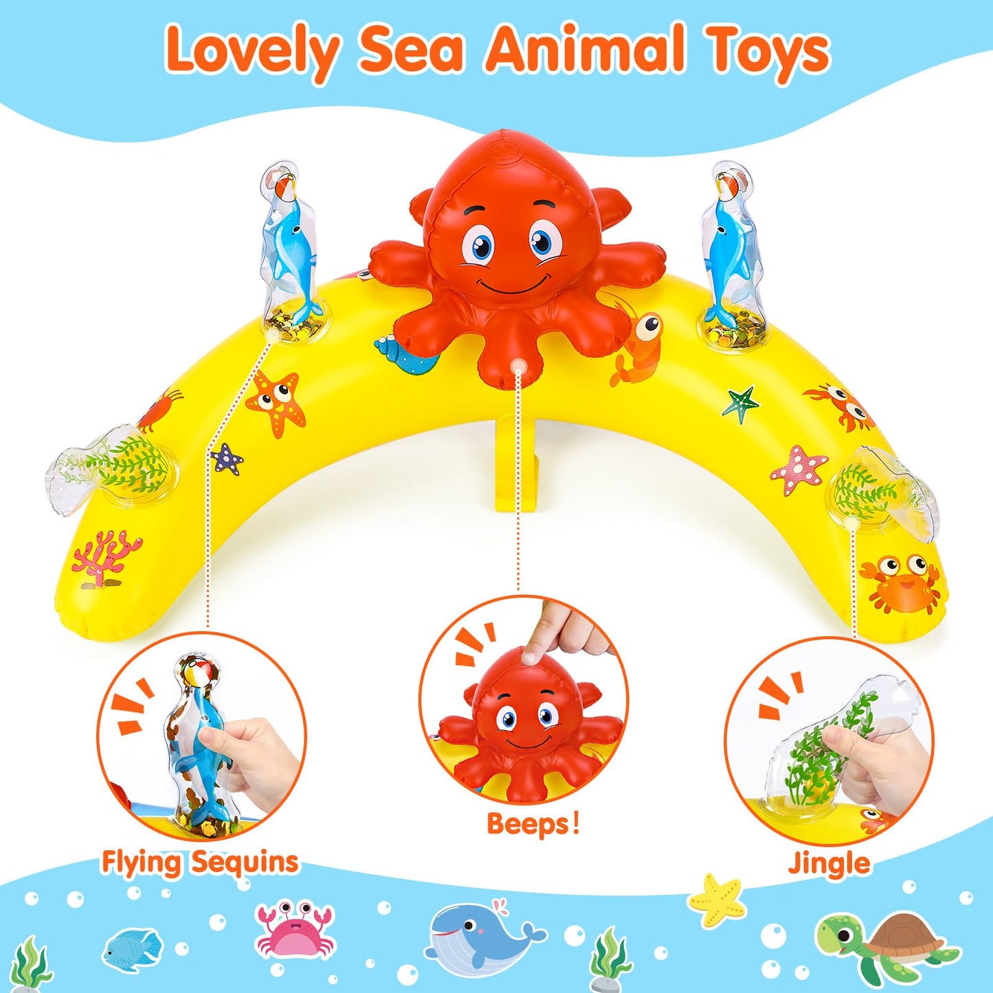 Ezigo Baby Pool Float With Canopy Upf 50+ Sun Protection, Double Air Chambers Infants Swimming Floats With Sound Toys Adjustable