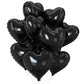 GRESATEK Black Heart Balloons - 10 Pcs 18-Inch Foil Mylar Balloons for Valentine's, Engagement, Birthday, and Wedding Decorations