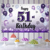 LASKYER Happy 51st Birthday Decorations,51st Purple Balloon Large Birthday Banner Backdrop Sign,51 Years Old Bday Party Supplies