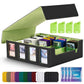 Uaono Trading Card Storage Box With Commander Display; 2400+ Deck Box For Mtg With Removable Cover; Toploader Card Case Fits Magic Tcg Ptcg Sports Cards; 24 Dividers, 4 Stoppers (Black, Lemon Green)