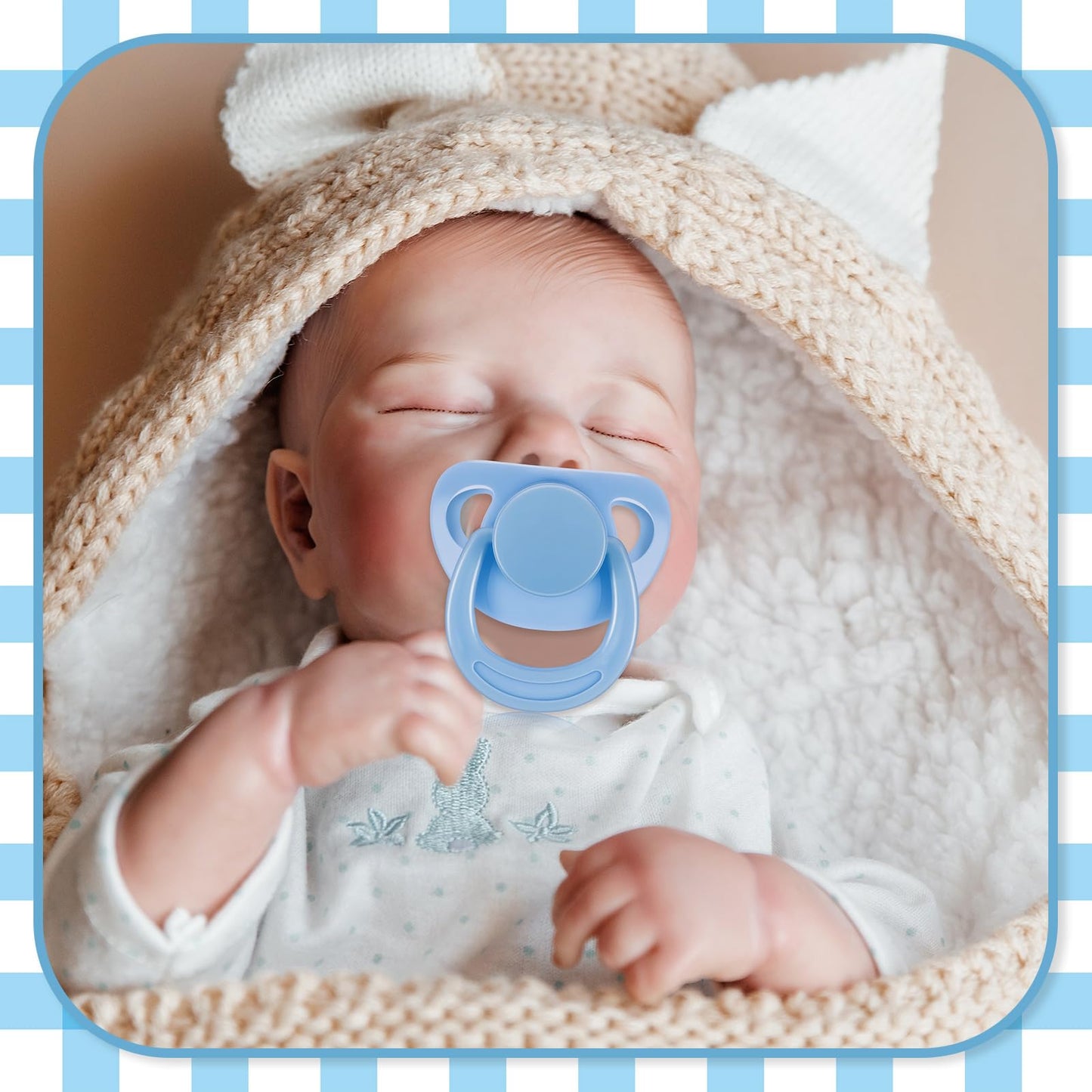 Jexine 4 Pieces Reborn Doll Accessories, Includes 2 Magnetic Pacifier And 2 Baby Doll Bottles Baby Alive Pacifier Feeding Bottle Gift For Baby Shower Birthday, Random Pattern, Pink And Blue (Cute)