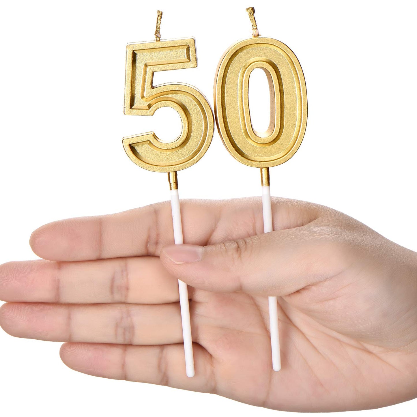 Frienda 50th Birthday Candles Cake Numeral Candles Happy Birthday Cake Candles Topper Decoration for Birthday Wedding Anniversar