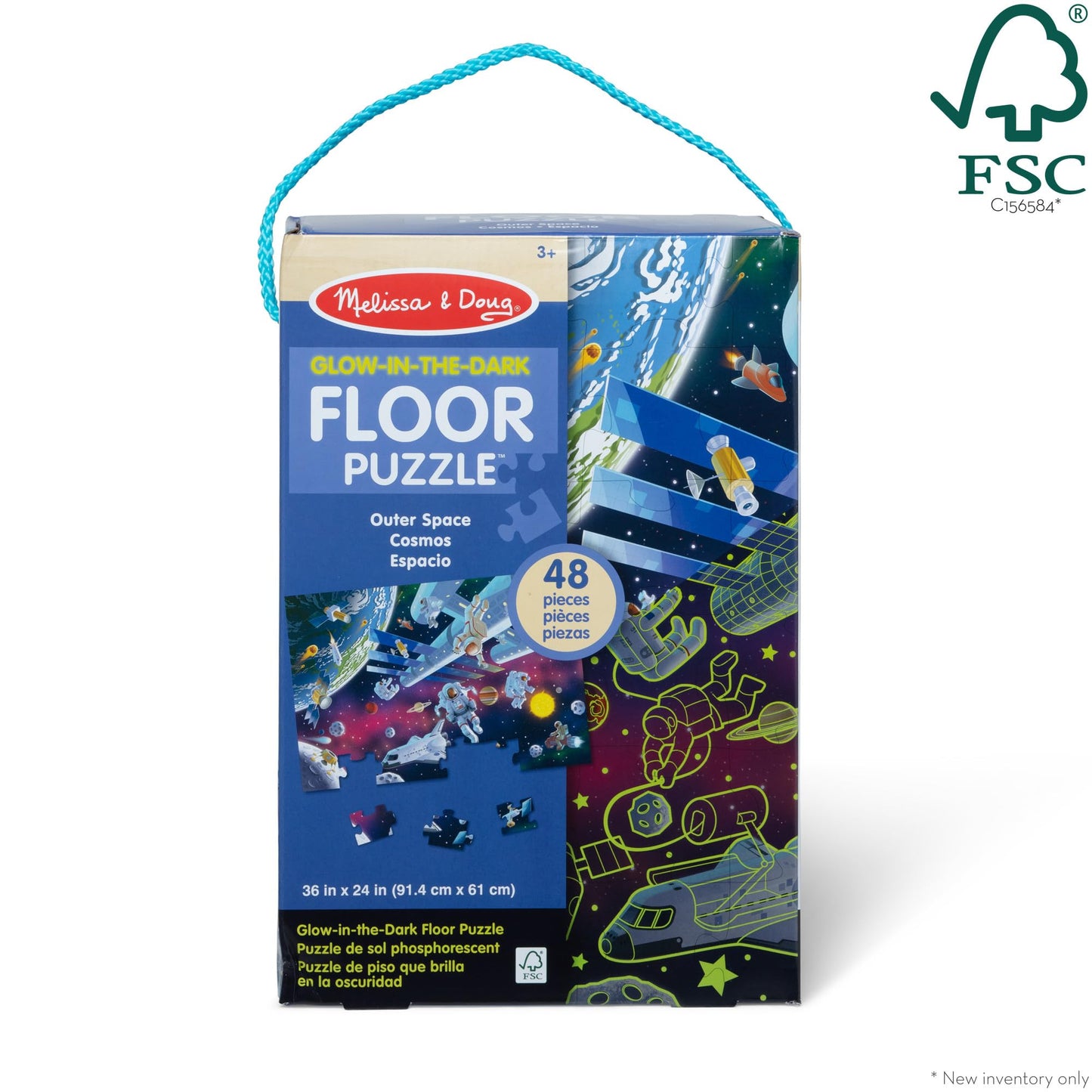 Melissa & Doug Outer Space Glow-In-The-Dark Cardboard Jigsaw Floor Puzzle – 48 Pieces, For Boys And Girls 3+ - Fsc Certified