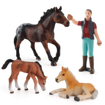 Lc Joycre Realistic 4 Pcs Appaloosa Horse Figurines Farm Animal Arabian Horse Figures Set Araloosa Model Racecourse Club Animals