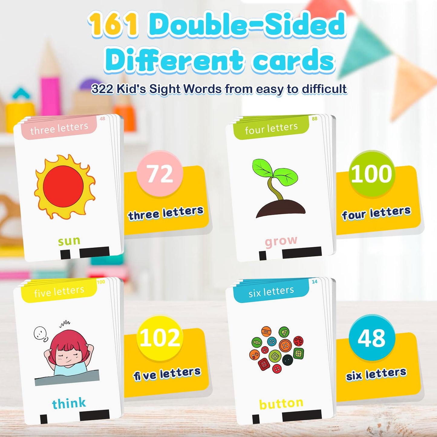 Homestec Phonics Flash Cards For Toddlers, Matching Letter Game Learning Toys For Kid, Autism Speech Therapy Materials 322 Sight