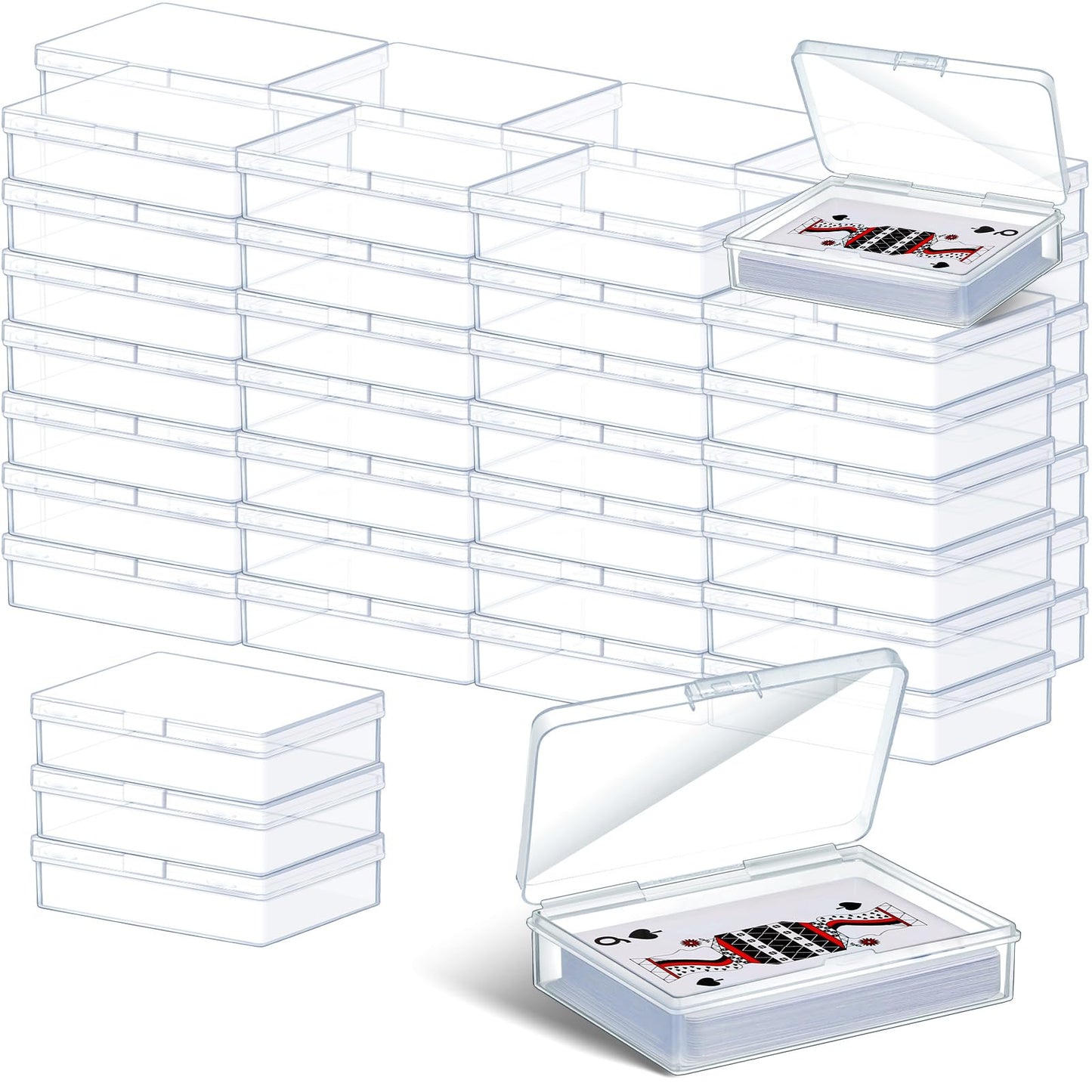 Vicenpal 120 Pcs Playing Card Box Trading Card Case Clear Card Deck Cases Card Storage Organizer Plastic Playing Card Case For B