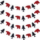 4 Pieces Lumberjack Party Theme Banner Decoration Supplies Buffalo Garland Woodland Animal Camping Banner For Hunting Party Birthday Party