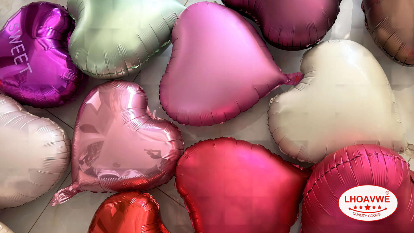 Pink Heart Shaped Balloons Pack Of 12,18 Inch Love Valentine Balloons Heart Romantic Balloons For Valentines Day Propose Marriag