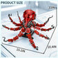 XITALAXU Mechanical Octopus Building Set - 882PCS Large Plastic Toy with Display Stand & Light, Red Ocean Animal Decor for Adults & Teens