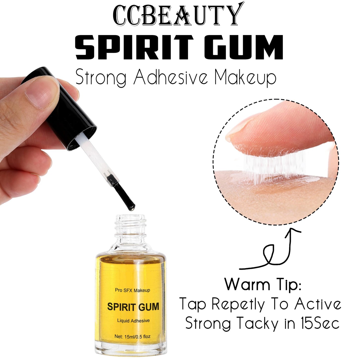 CCbeauty Special Makeup Liquid Spirit Gum Glue and Adhesive Remover Kit for Face, Skin, Body, Stage, Cosplay Makeup Wig Glue for