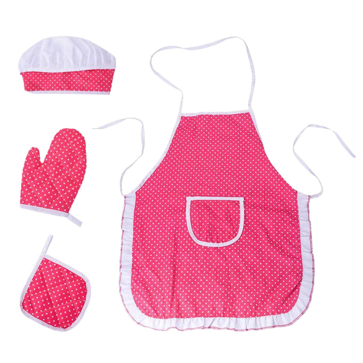 MERISHOPP 4pcs Kids Kitchen Pretend Play Toys with Apron & Chef Hat,Oven Mitt,Hot Pad| Educational Toy for Kids | Fun & Learning