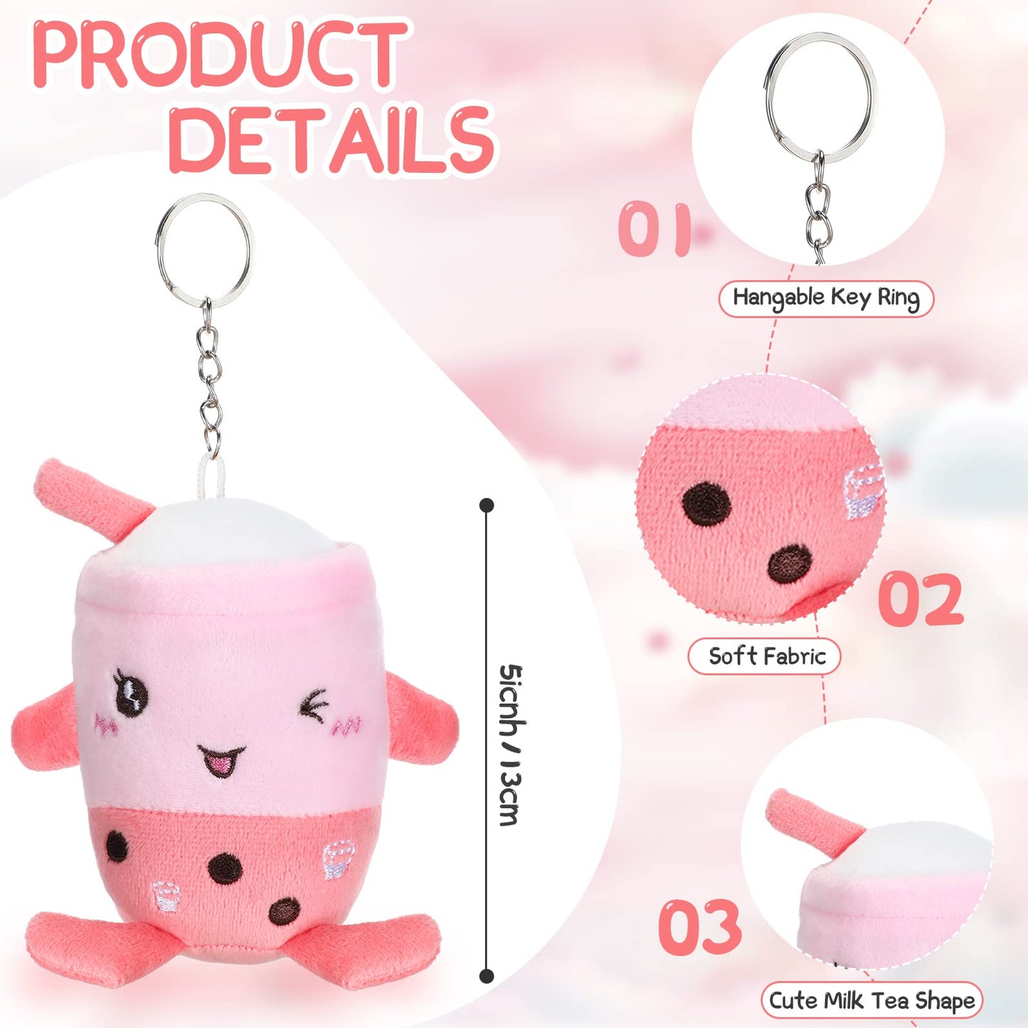 Jerify 16 Pcs Bubble Tea Keychain Plush Bubble Tea Stuffed Animal Milk Tea Bubble Plush Toy For Birthday Party Bubble Lover(Animal)