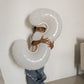 White 3 Balloon, Translucent Number Balloons 40 Inch, 3Rd Birthday Decorations For Kids Girls Boys, Men Women White Party Suppli