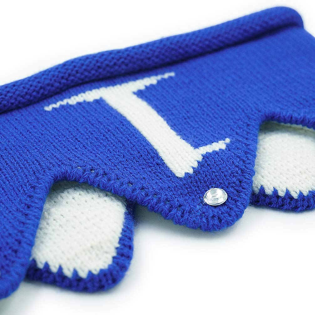 Lujuny Knit 1st Birthday Hat - Happy Baby Crown Headband Cap for Party Costume Photoshoot (BLUE)