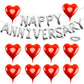 EWUHRY Happy Anniversary Balloons - 16" Silver Letters Banner & 18" Heart Balloons, Wedding Party Decor